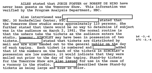 A 1981 FBI report stemming from the investigation into President Reagan’s would-be assassin, John Hinckley Jr.,